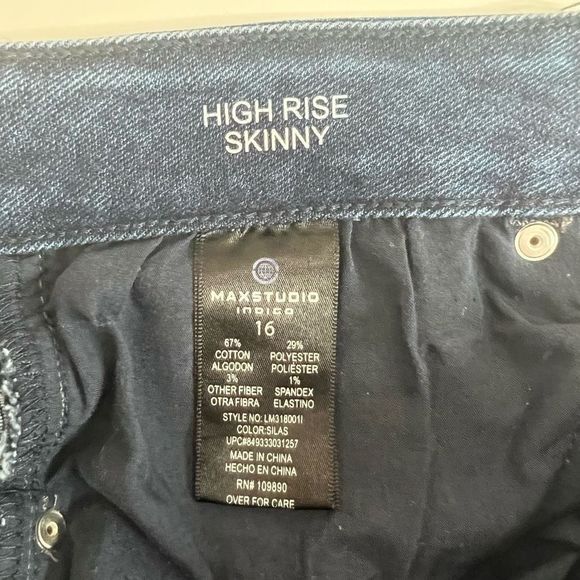 Maxstudio Indigo Women's Dark Wash High Rise Skinny Denim Jeans Size 16 - Picture 8 of 13